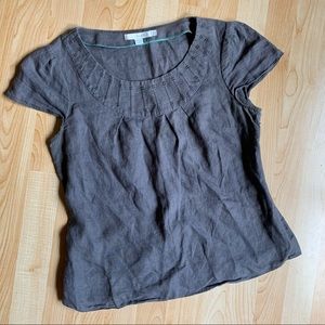 Boden Gray Linen Cap Sleeve Top